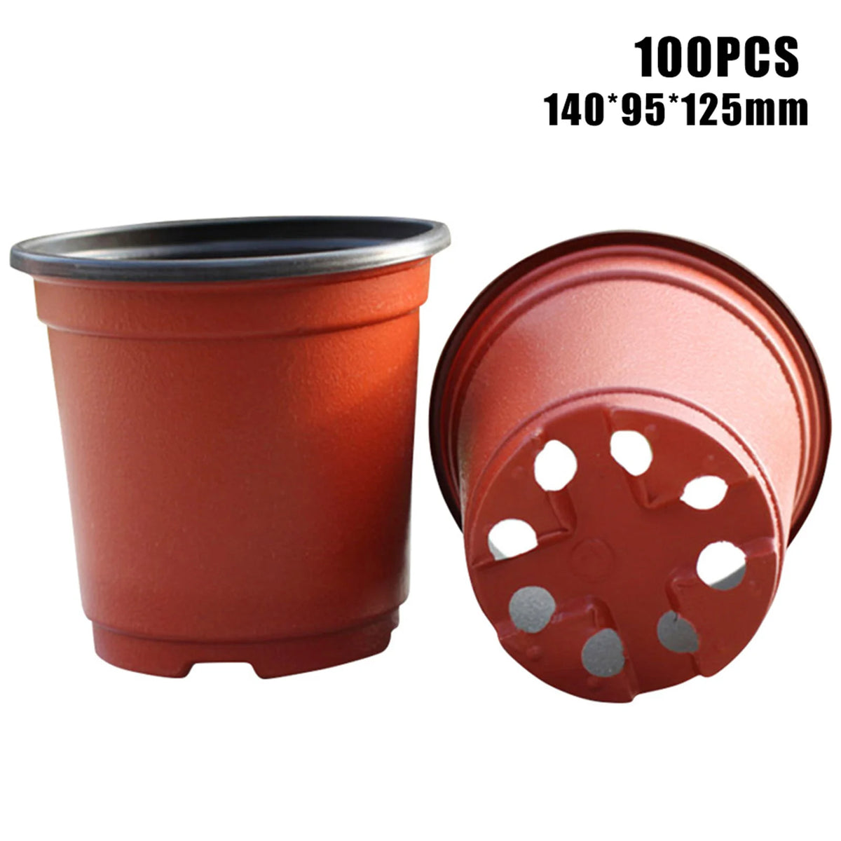 pots fleurs plastique rouge noir modernes grille drainage 9cm 10cm 11cm 12cm 13cm 14cm
