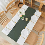 table cuisine chemin table vert foncé blanc classique rustique lavable réutilisable pâques noëlalloween valentin