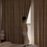 rideau fenêtre classique polyester effet marbre beige opacité totale élégant
