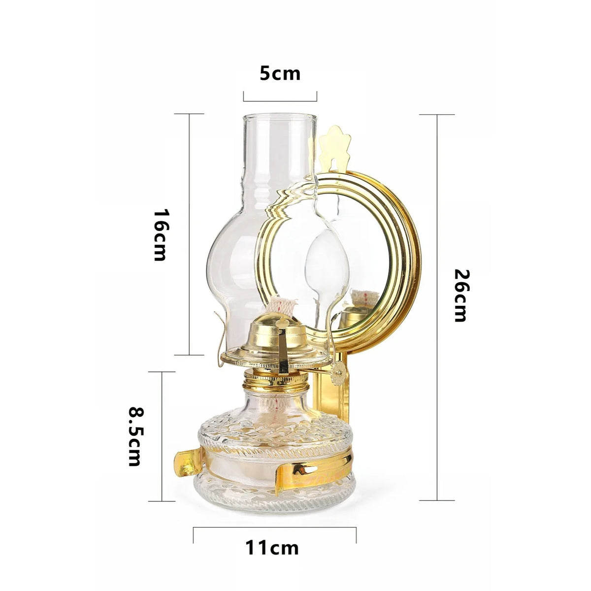 lampe huile vintage transparente texture gravée haute luminosité rétro décoration maison dorée