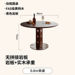 table ronde bois moderne 80cm diamètre 75cm hauteur marron points blancs pied centralisée