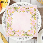serviettes papier multicolores fleurs décoratives anniversaire mariage fêtes thème rétro printemps vintage
