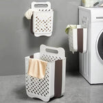 panier linge blanc marron perforé pliable moderne fixé mur multifonctionnel