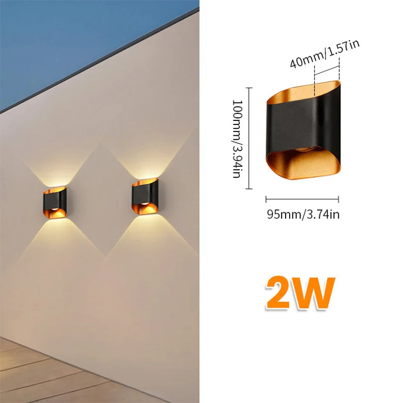 applique murale led moderne noir doré ip55 2w 4w 6w 8w blanc froid chaud
