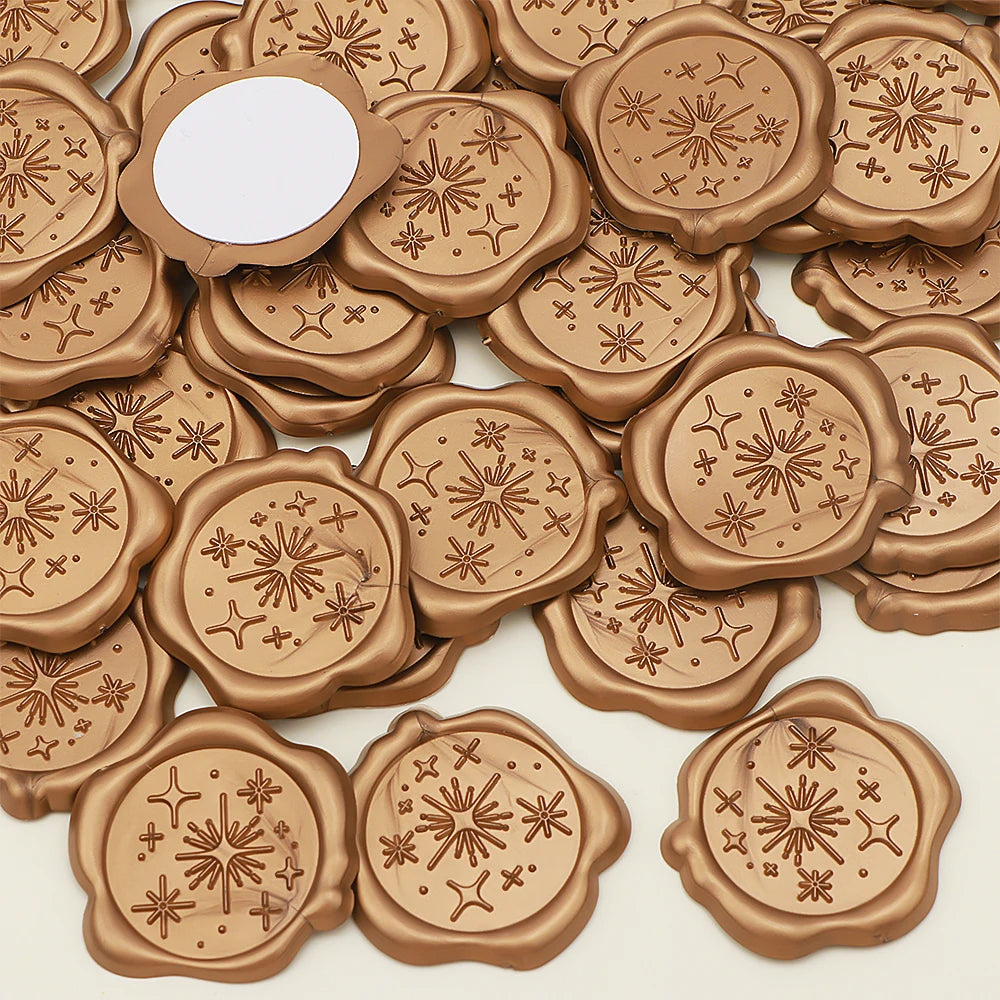 timbres bois marron clair étoiles croix motifs floraux adhésifs vintage artisanal paquet 25