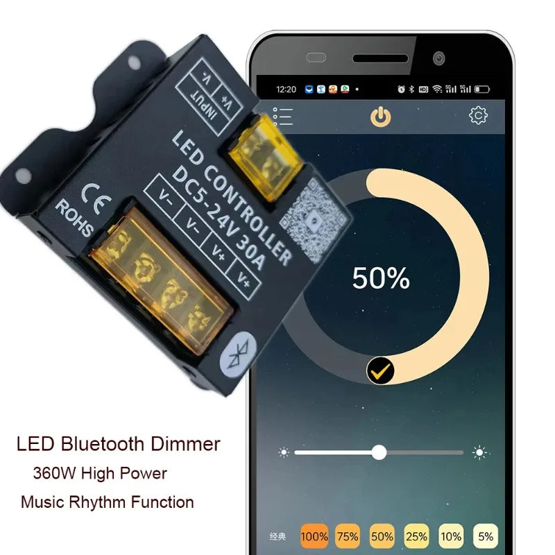 contrôleur led bluetooth télécommande rf sans fil batterie intégrée variateur 360w moderne vis fixations