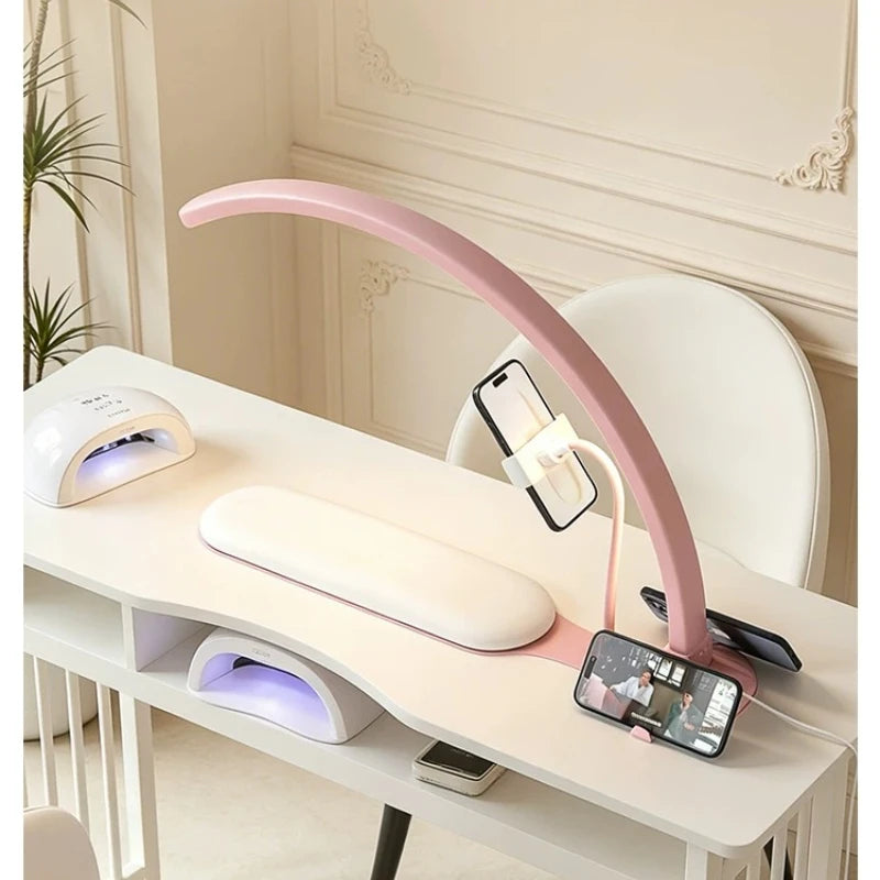 lampe ongles rose moderne interrupteur blanc support smartphone led réglable