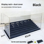 présentoir transparent moderne étages boîte rangement anti poussière noire blanche jouets