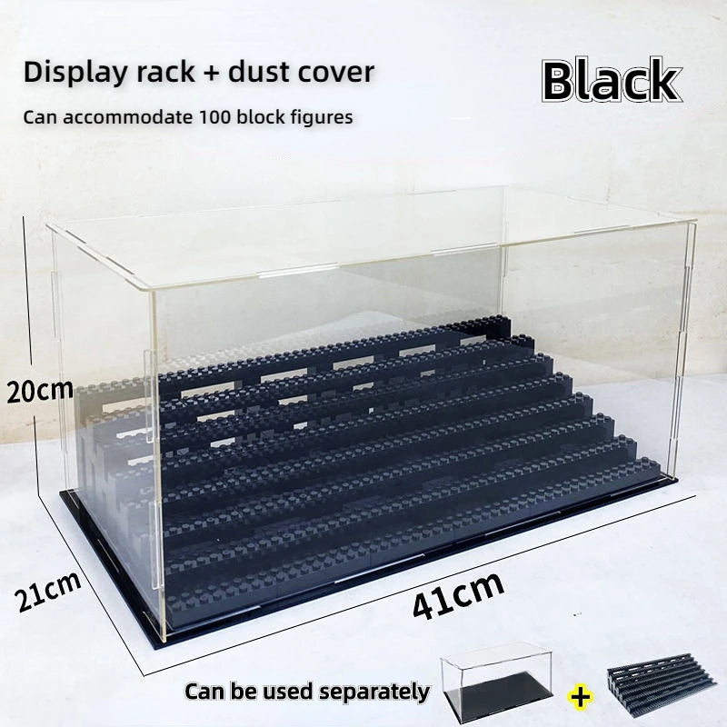 présentoir transparent moderne étages boîte rangement anti poussière noire blanche jouets