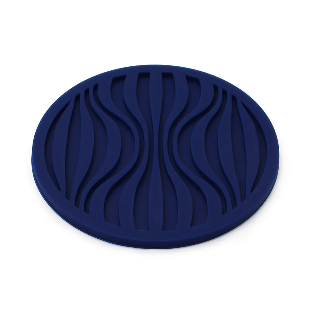 sous verres ronds silicone noir bleu vert marron rouge rayures ondulées moderne respectueux environnement