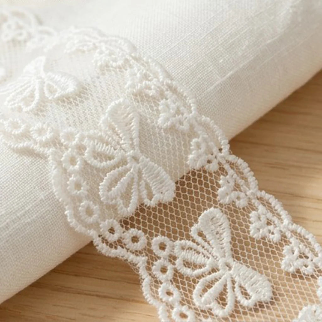 rubans dentelle motifs floraux papillons transparents 4cm largeur romantique vintage blanc noir beigeclair