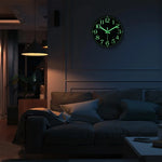 horloge murale moderne aiguille noir vert luminescent points decoration mdf chambre coucher