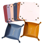 porte bijoux pliable simili cuir moderne bleu rose violet noir blanc minimaliste dorés 15x15cm