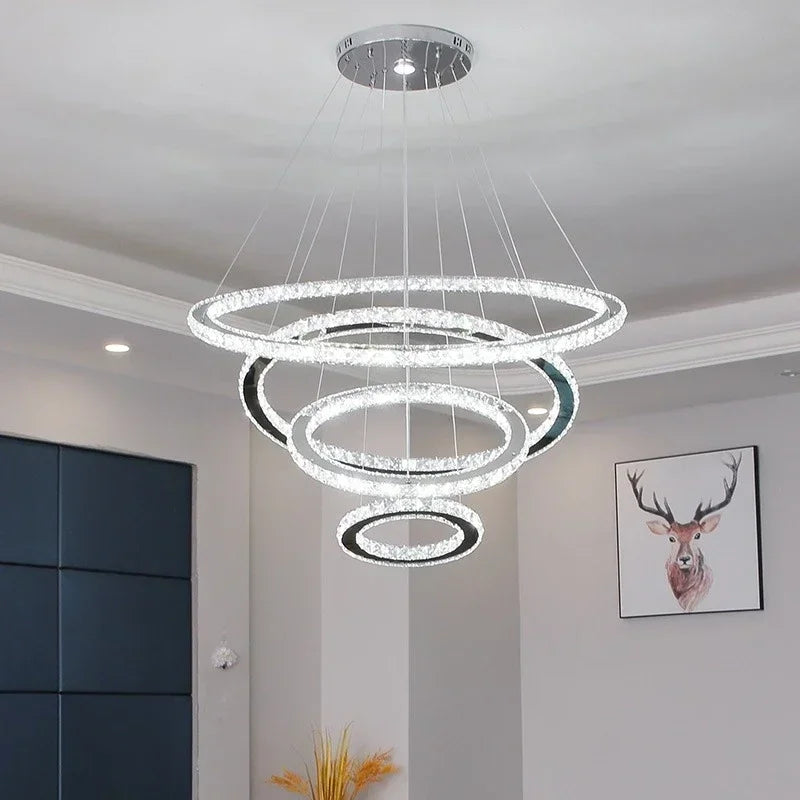 suspension lumineuse moderne acier inoxydable blanc noir strass brillant 2000 82000 lumens 90 260v