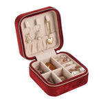 boîte bijoux velours fermeture éclair ranger colliers bagues boucles d'oreilles