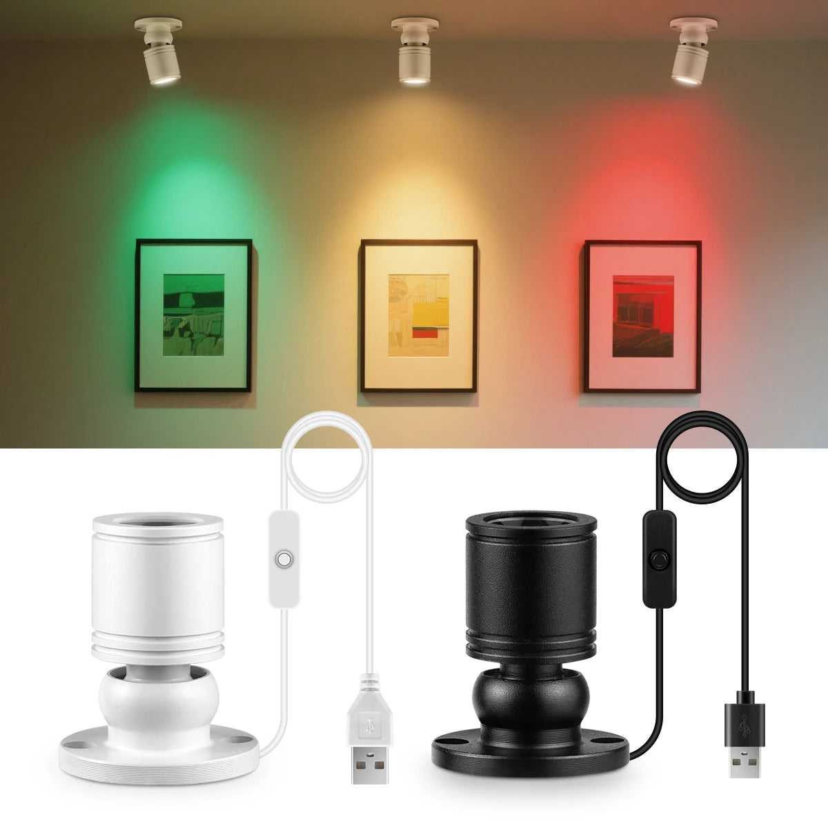 projecteurs led spotlights modernes blanc noir usb 5v 1w on off tringle