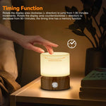 lampe chevet veilleuse led rechargeable blanc texture bois moderne tactile sans fil recharge usb