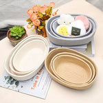 panier rangement tissu coton tressé moderne réutilisable pliable multicolore beige gris rose jaune