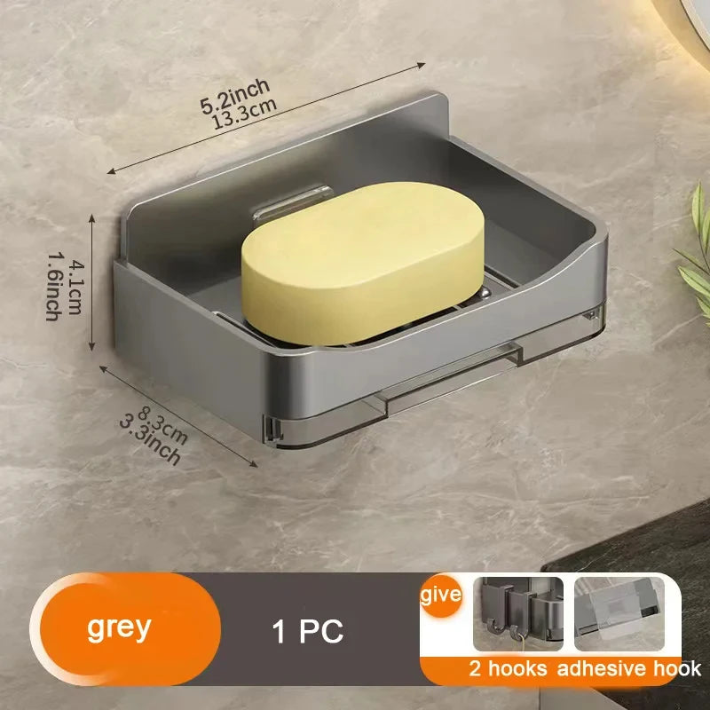 rangement mural adhésif savon eponge bac eau moderne gris jaune orange minimaliste