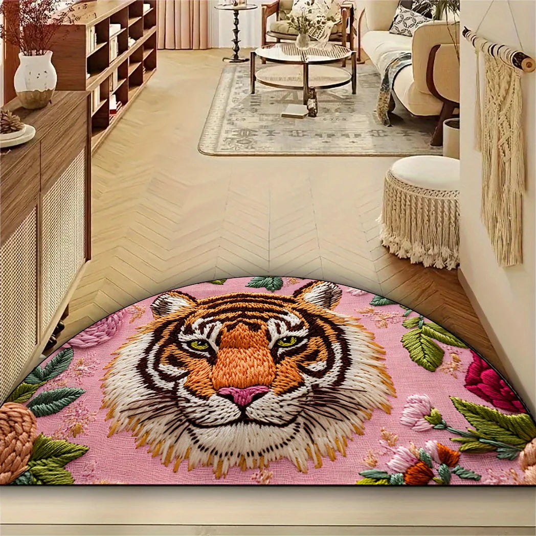 tapis polyester antidérapant moderne rose tigre floral entrée intérieure maison