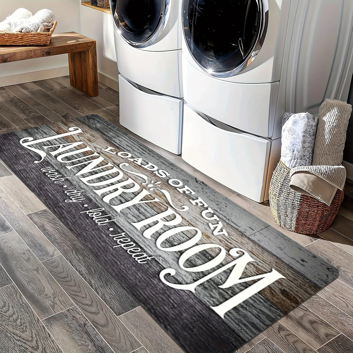 tapis sol vintage rustique motif floral texture bois couleur bleu marine gris noir