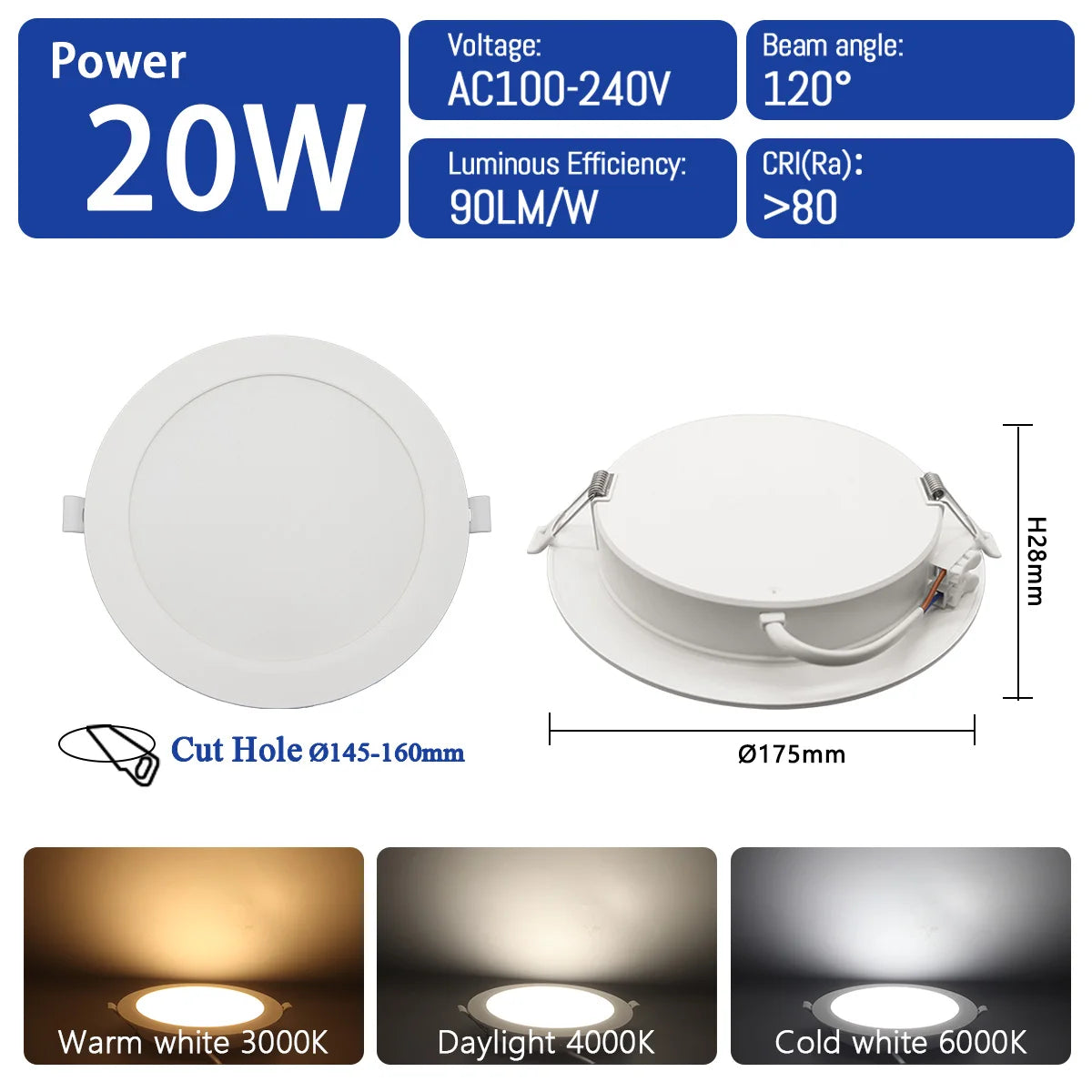 spot led downlight blanc 24w 20w 17w 14w 10w clips ac100v240v moderne éclairage cuisine
