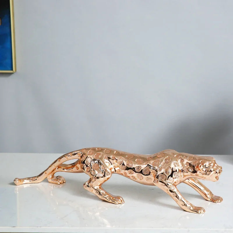 statue jaguar or texture fourrure moderne élégant pierre décor intérieur chambre