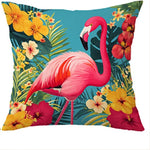 taies d'oreiller moderne imprimé flamants roses fleurs tropicales polyester respectueux environnement 40x40cm 45x45cm 50x50cm