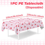 nappe blanche rose imperméable huile réutilisable arcs roses points dorés festive maison