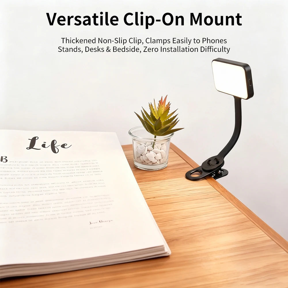 lampe lecture rechargeable led pinces noir réglable intensité moderne compact