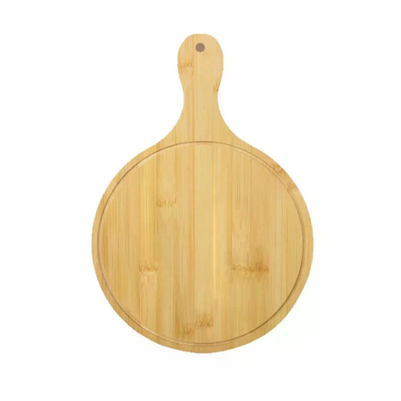 planche découper bois clair grain naturel fourchette couteau classique service pizza steak collation