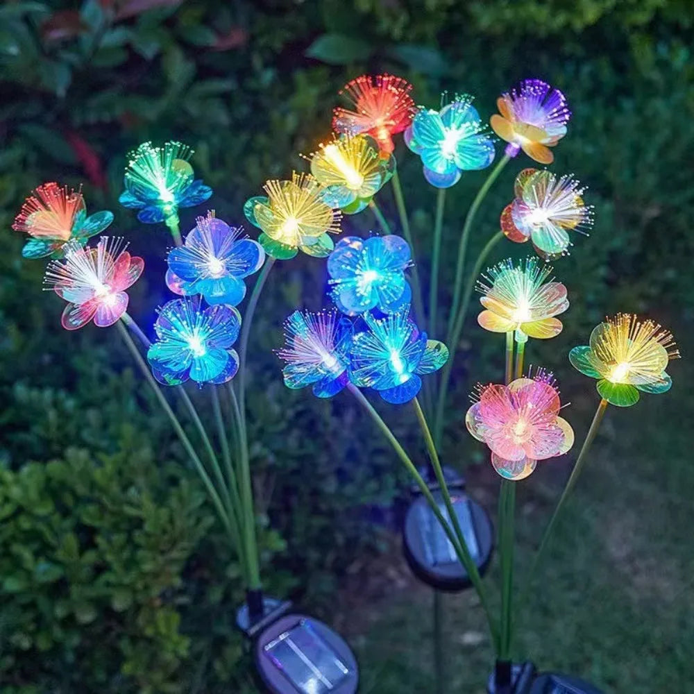 lampe solaire fleur multicolore transparente moderne extérieure jardin patio led étanche