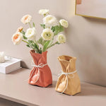 Sac fleurs moderne ruban uni blanc orange marron clair vert