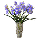 décoration intérieure bouquet artificielle orchidée blanc bleu rose feuilles verte moderne minimaliste
