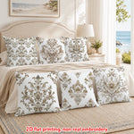 housses coussin décoratives motif floral damassé classique beige blanc marron clair élégantes maison pièces
