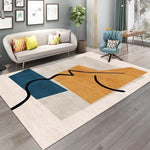 tapis moderne géométrique polyester beige bleu orange rouge salon chambre extérieur