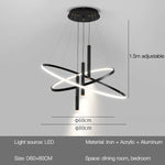 lampe suspendue moderne scandinave anneau métallique noir blanc doré salon chambre