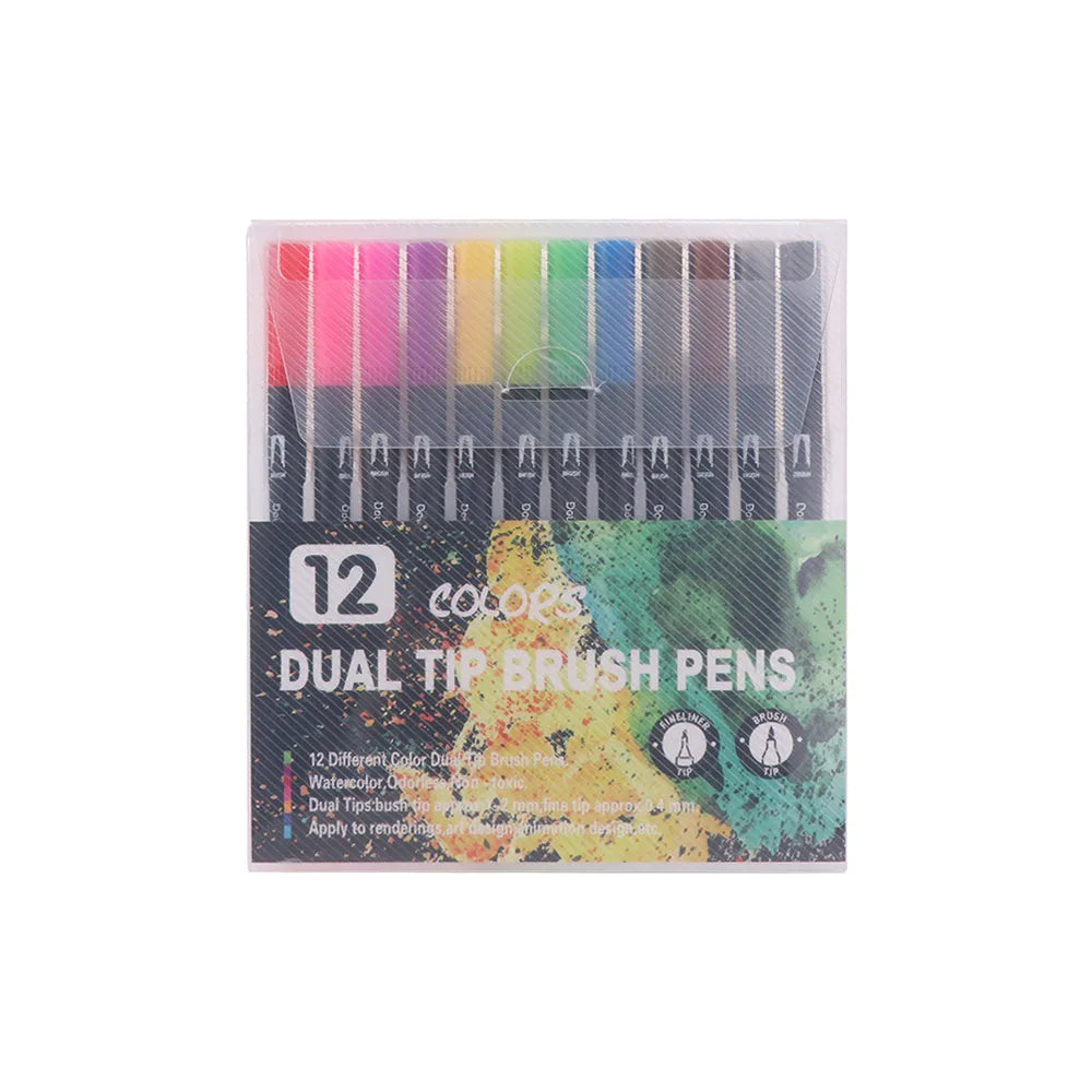 stylos bille pinceau pointe noir rose violet rouge moderne art dessin pratique set