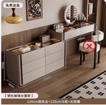 meuble rangement moderne commode tiroirs table maquillage miroir tabouret bois chêne massif beigeclair