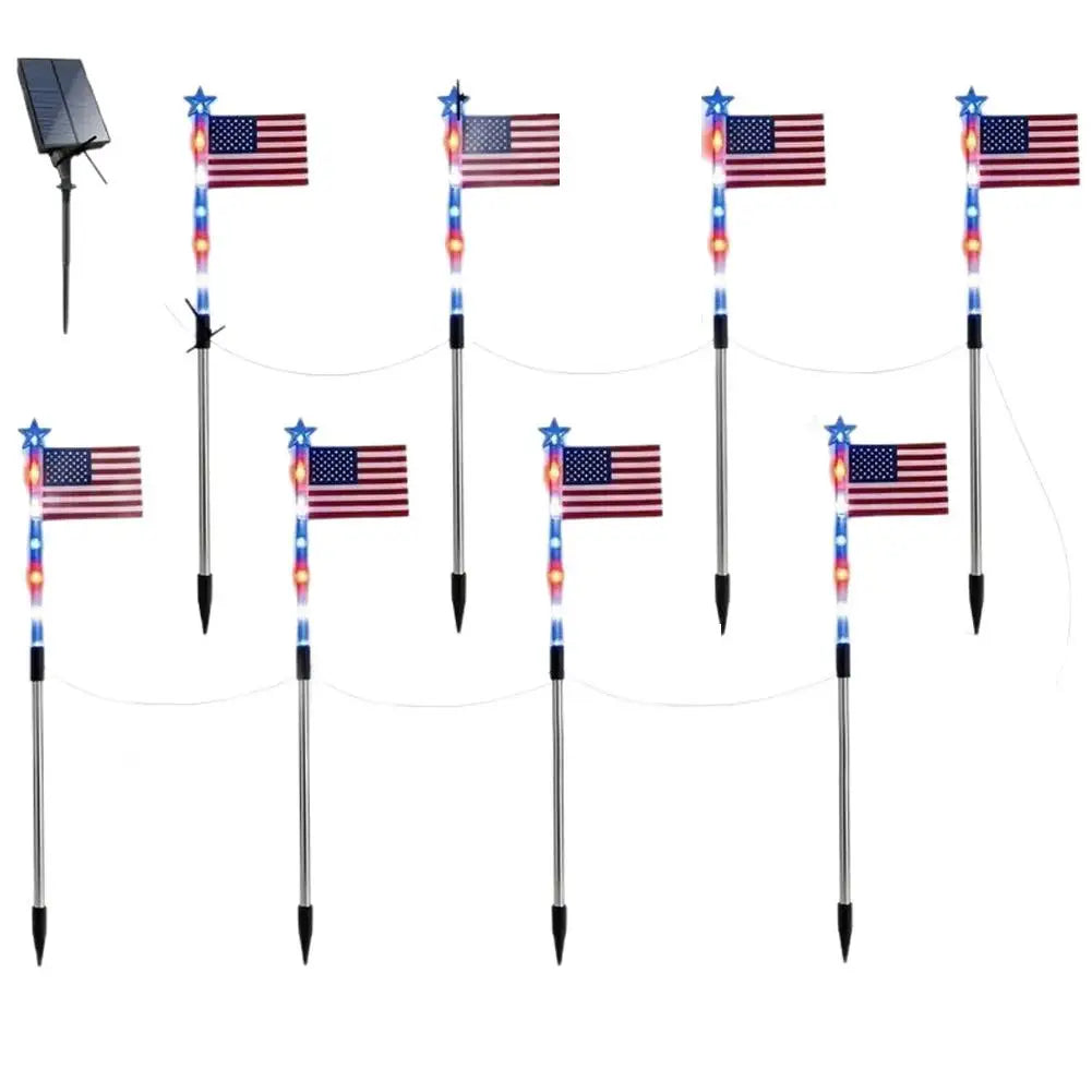 lampes solaires led drapeau américain rouge blanc bleu étoiles rayures modernes extérieures