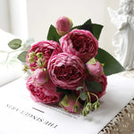 bouquet fleurs artificielles rose pivoine gypsophila mariage anniversaire décoration intérieureextérieur 30cm