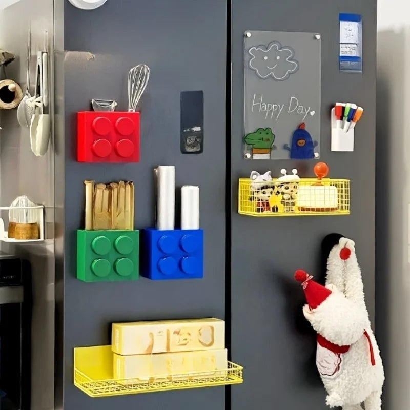 boîtes rangement magnétiques rouge bleu jaune blocs lego moderne fixations magnétiques almacenamiento organizador porta