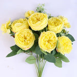 bouquet fleurs artificielles roses naturelles décoration mariage anniversaire intérieur 50cm 13 têtes soie