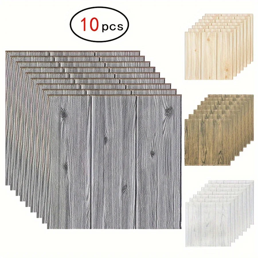 panneaux décoratifs autoadhésifs bois naturel moderne grisclair brunfoncé résistants humidité moisissures 35cmx35cm