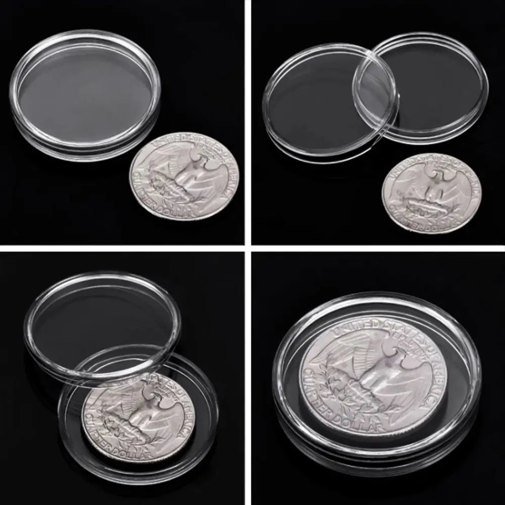 boîtes rangement pièces transparentes rondes modernes 20mm 25mm 27mm 30mm 35mm 40mm 45mm 50mm
