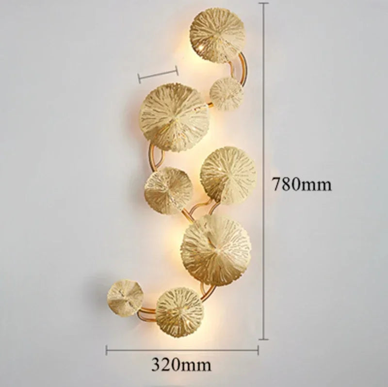 applique murale moderne dorée relief corail loft éclairage led chambre salle bain lumières