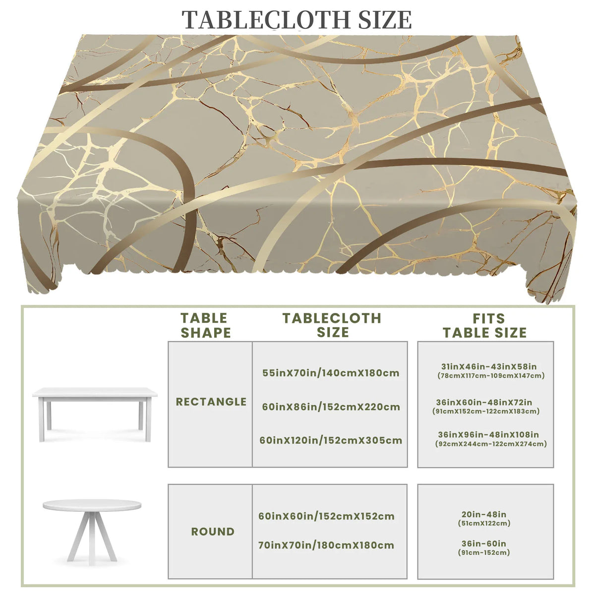nappe moderne abstraite gris doré table extérieure imperméable rectangle ronde branchée textures éléganteextérieur
