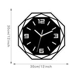 horloge murale géométrique moderne minimaliste octogonale aiguille quartz noire blanche grisclair