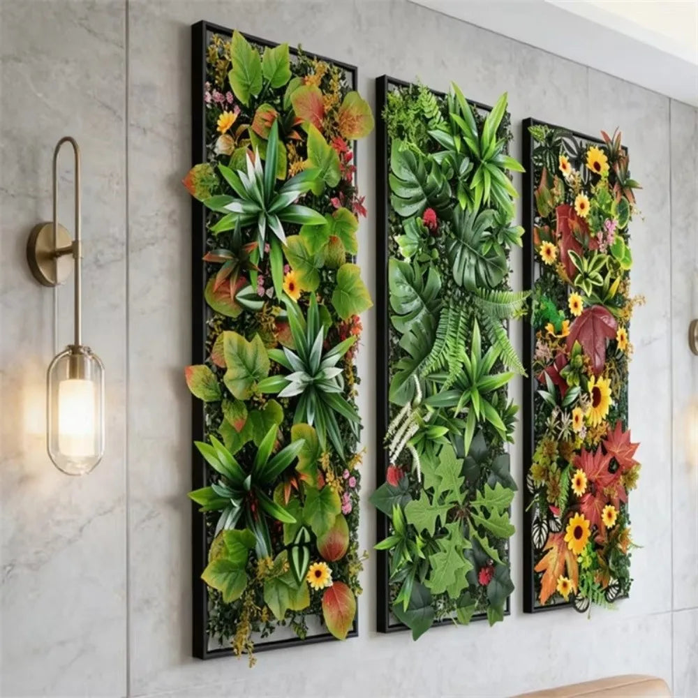 tapis fleurs artificielles décoration intérieure moderne végétal branches feuilles diverses opaques anniversaire fixations murales