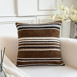 housse coussin rayé polyester 45x45cm moderne blanc beige gris vert chambre